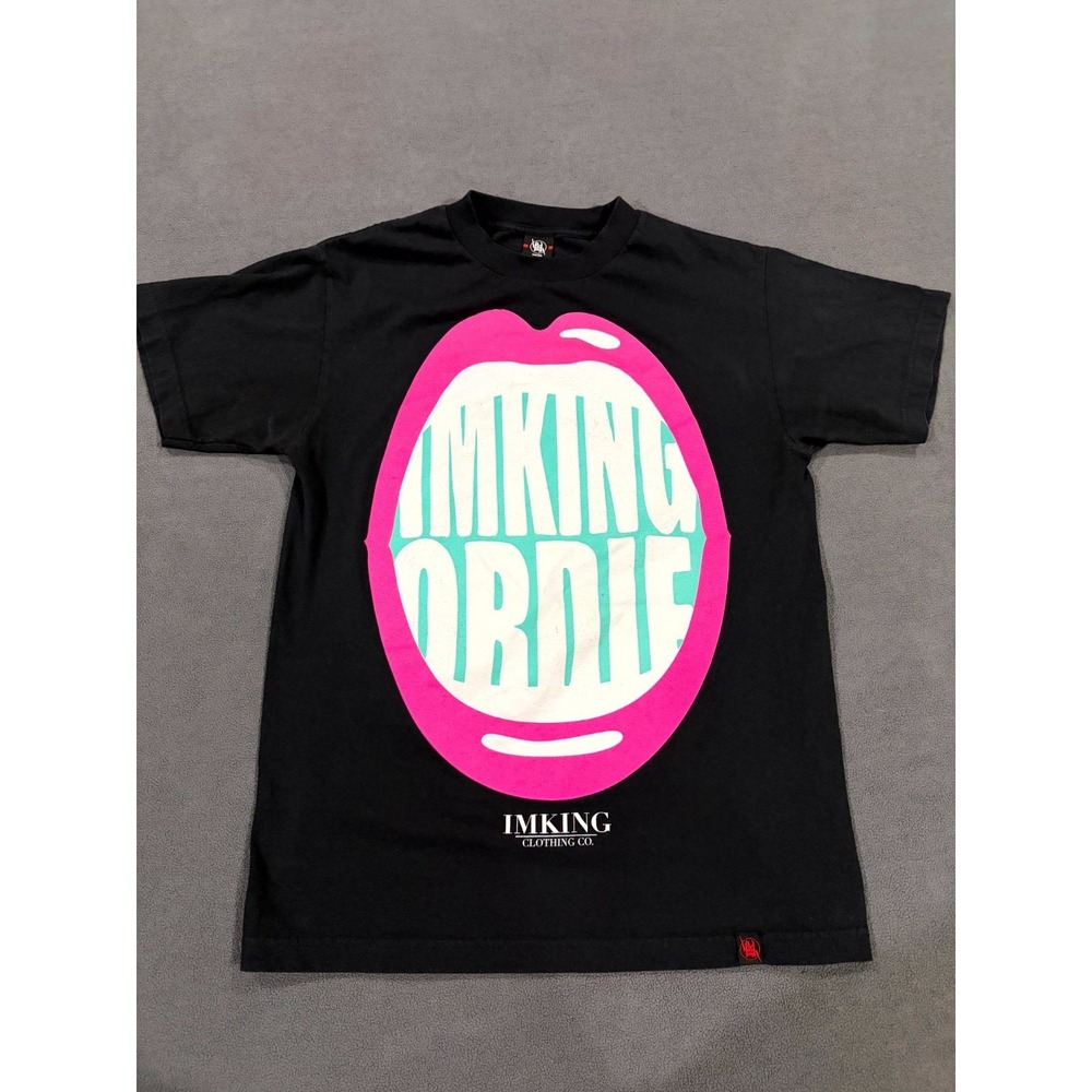 Imking T Shirt Womens Medium Black Pink Lip I m‎ King Or Die Graphic Print Logo